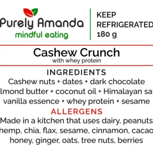 cashew crunch with whey protein label